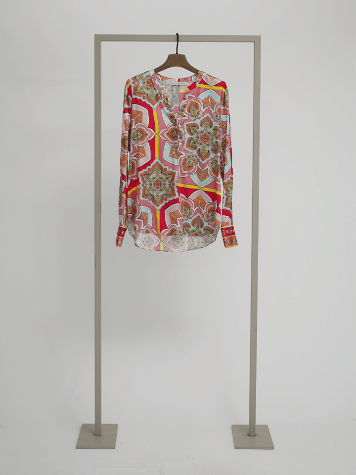 Seidenbluse Raspberry Multi