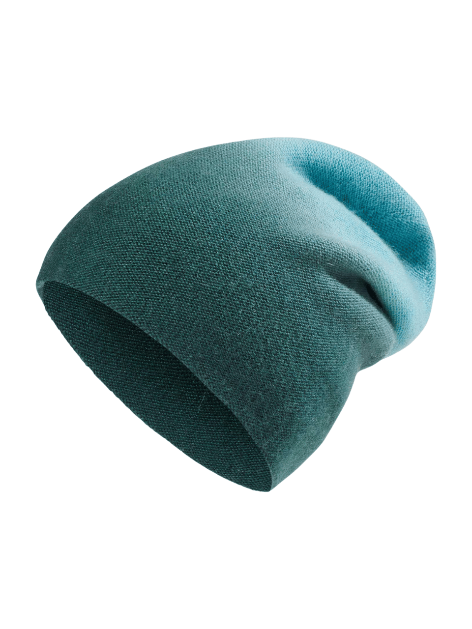 Cashmere hat Ombre water-green dark