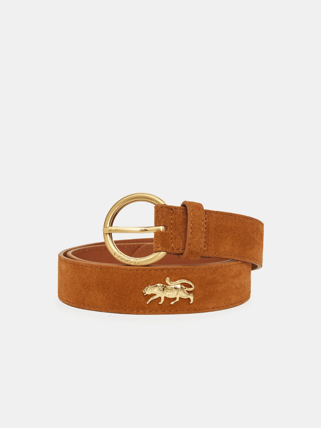 Studded Leopard Belt Cognac