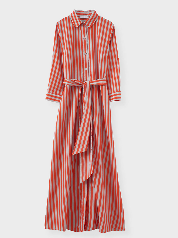 Striped dress with belt