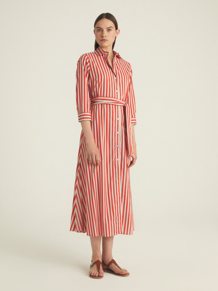 Striped dress with belt