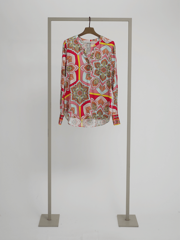 Silk Blouse Raspberry Multi