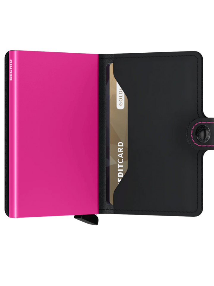 Miniwallet Matt black & fuchsia