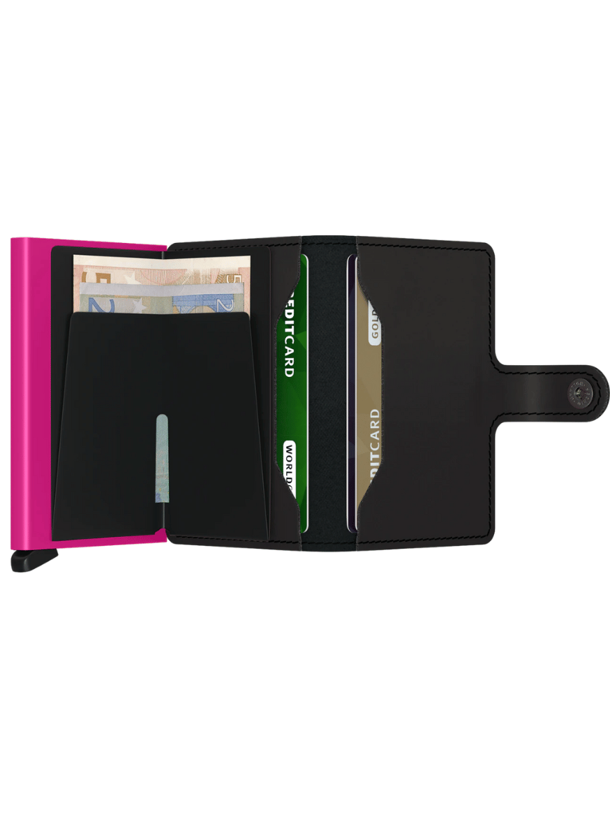 Miniwallet Matt black & fuchsia