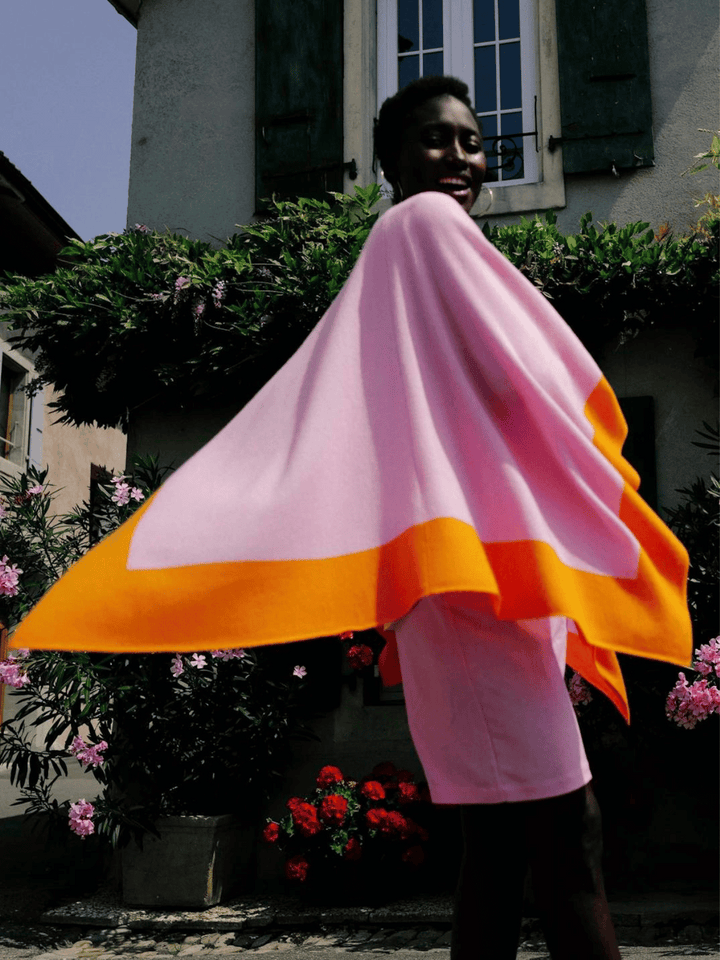 Poncho colorblock Pink-Orange