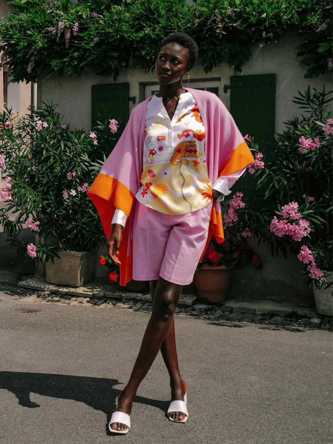 Poncho colorblock Pink-Orange