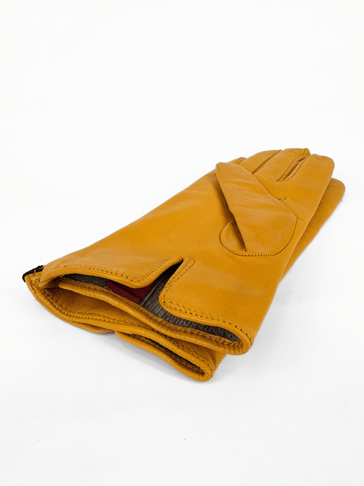 Lederhandschuhe mit Kette Senf