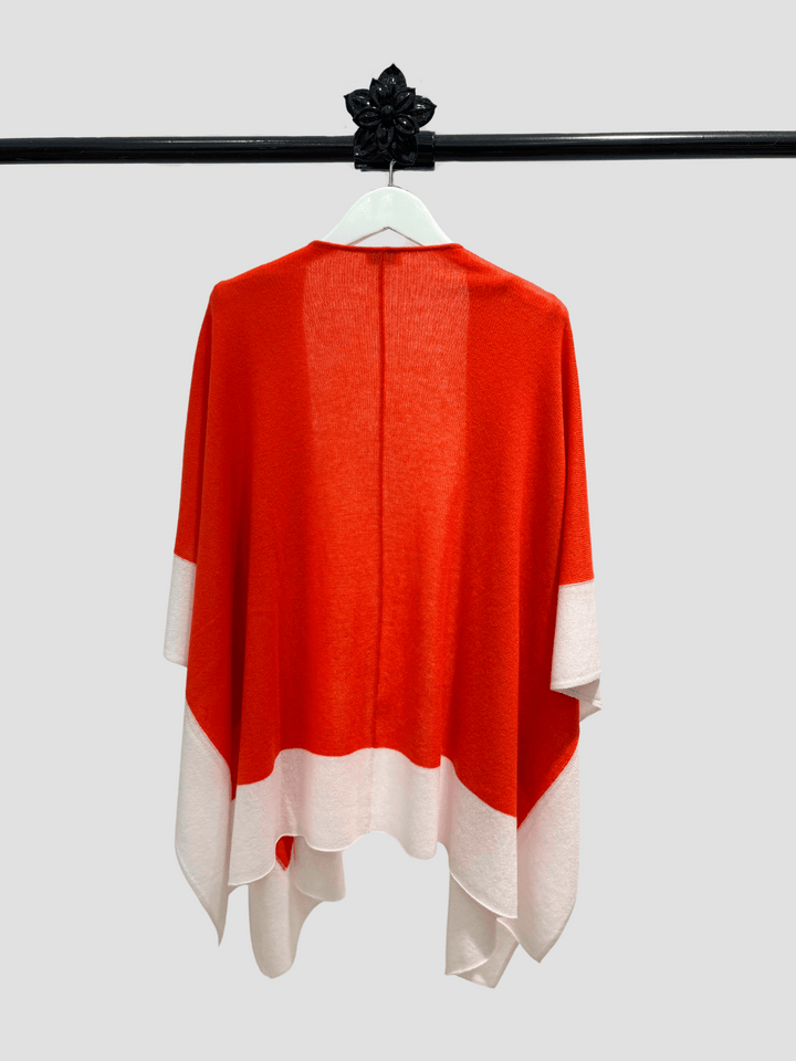 Poncho Colorblock Rot-Rosa