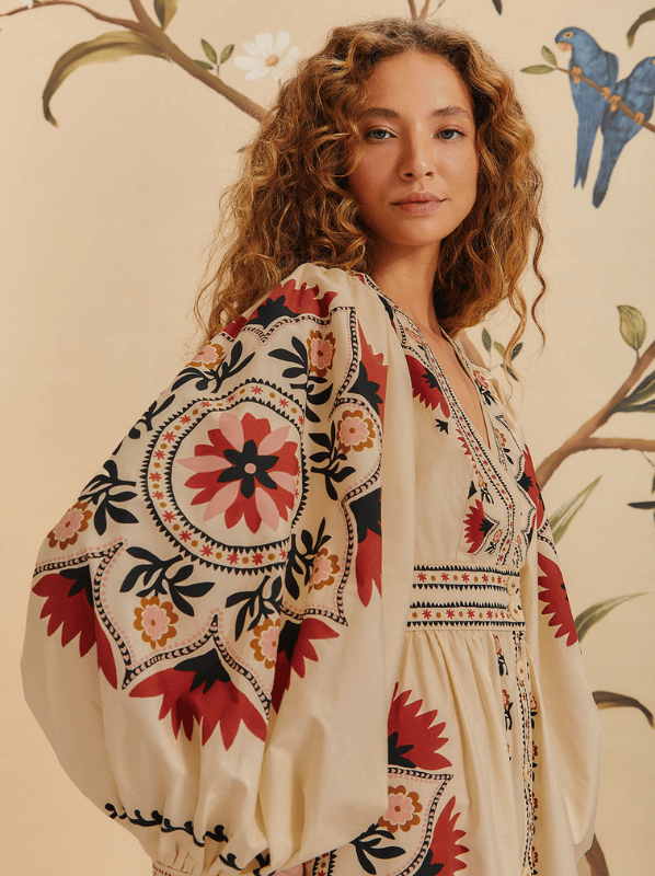 cream cashew mandala maxi dress Cream Cashew Mandala Mini Dress FARM Rio