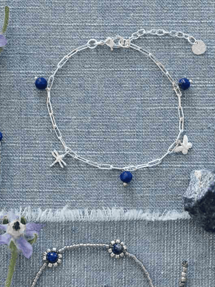 Imaginary lapis lazuli silver plated bracelet