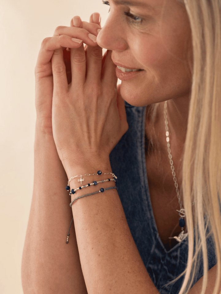 Imaginary lapis lazuli silver plated bracelet