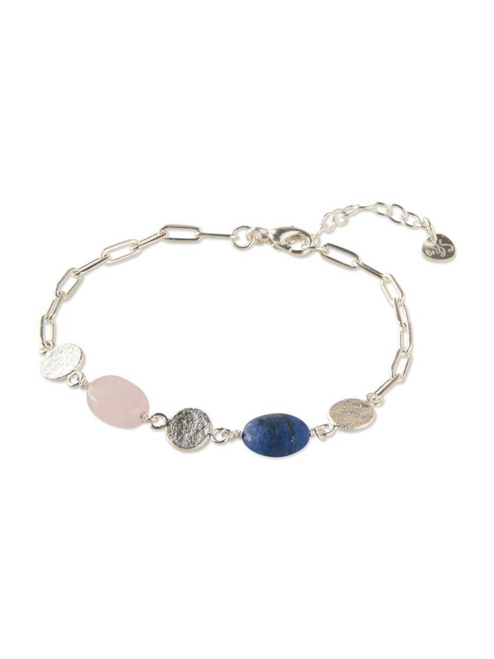 Aesthetic Lapislazuli Rosenquarz versilbertes Armband
