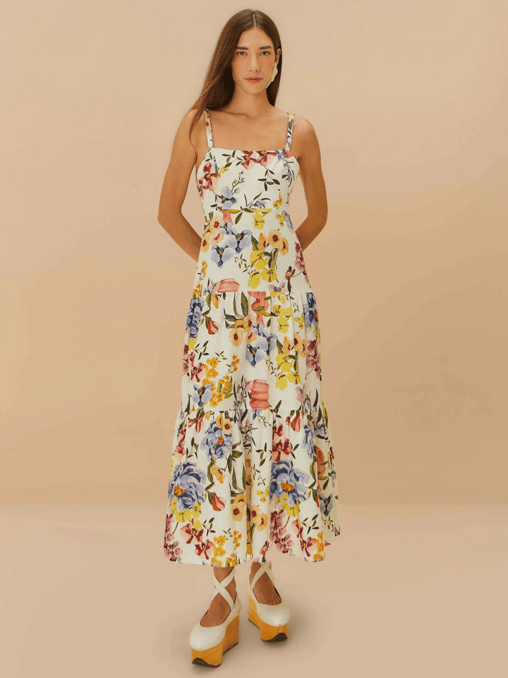 Off-White Greek Garden Maxi Dress
