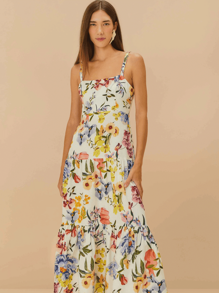 Off-White Greek Garden Maxi Dress