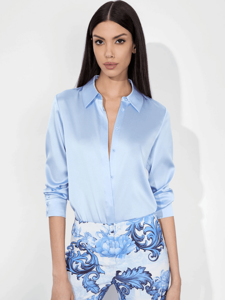 Willa Seidenbluse Mineral Blue