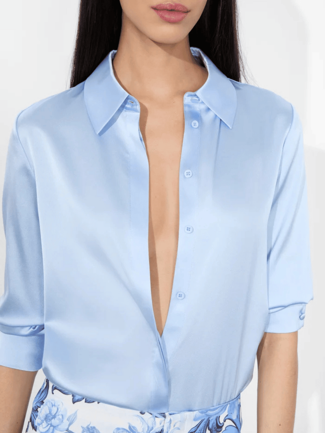 Willa Seidenbluse Mineral Blue