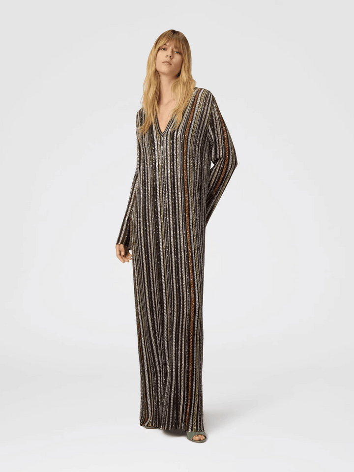 Maxikleid mit Lamé-Fäden