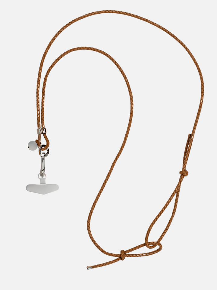 Mobile phone chain Cecilie Cognac-Silver