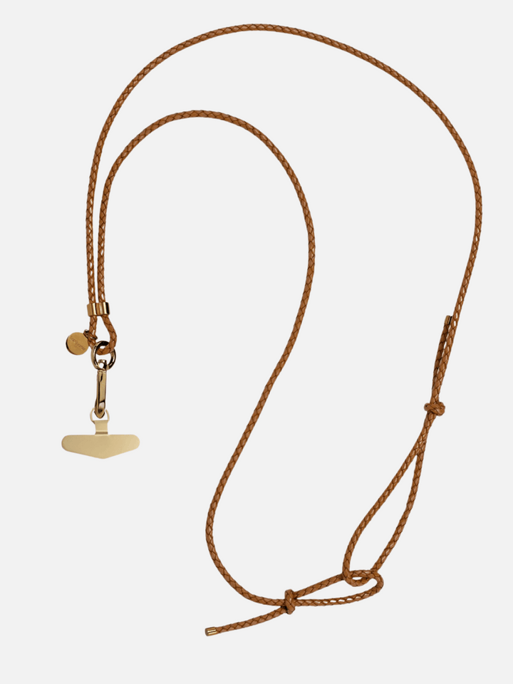 Cell phone chain Cecilie cognac gold