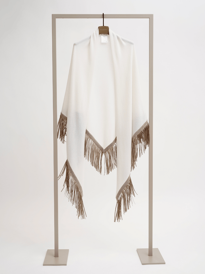 Poncho mit Lederfransen