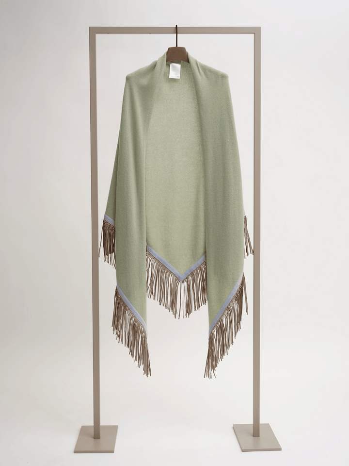 Poncho mit Lederfransen