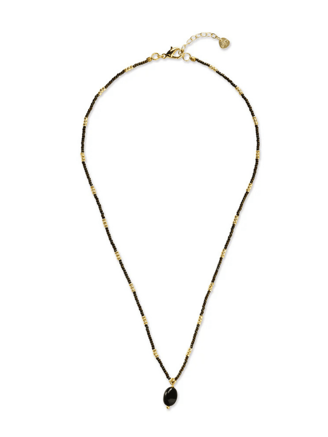Wishing Schwarzer Onyx Halskette Goldfarben