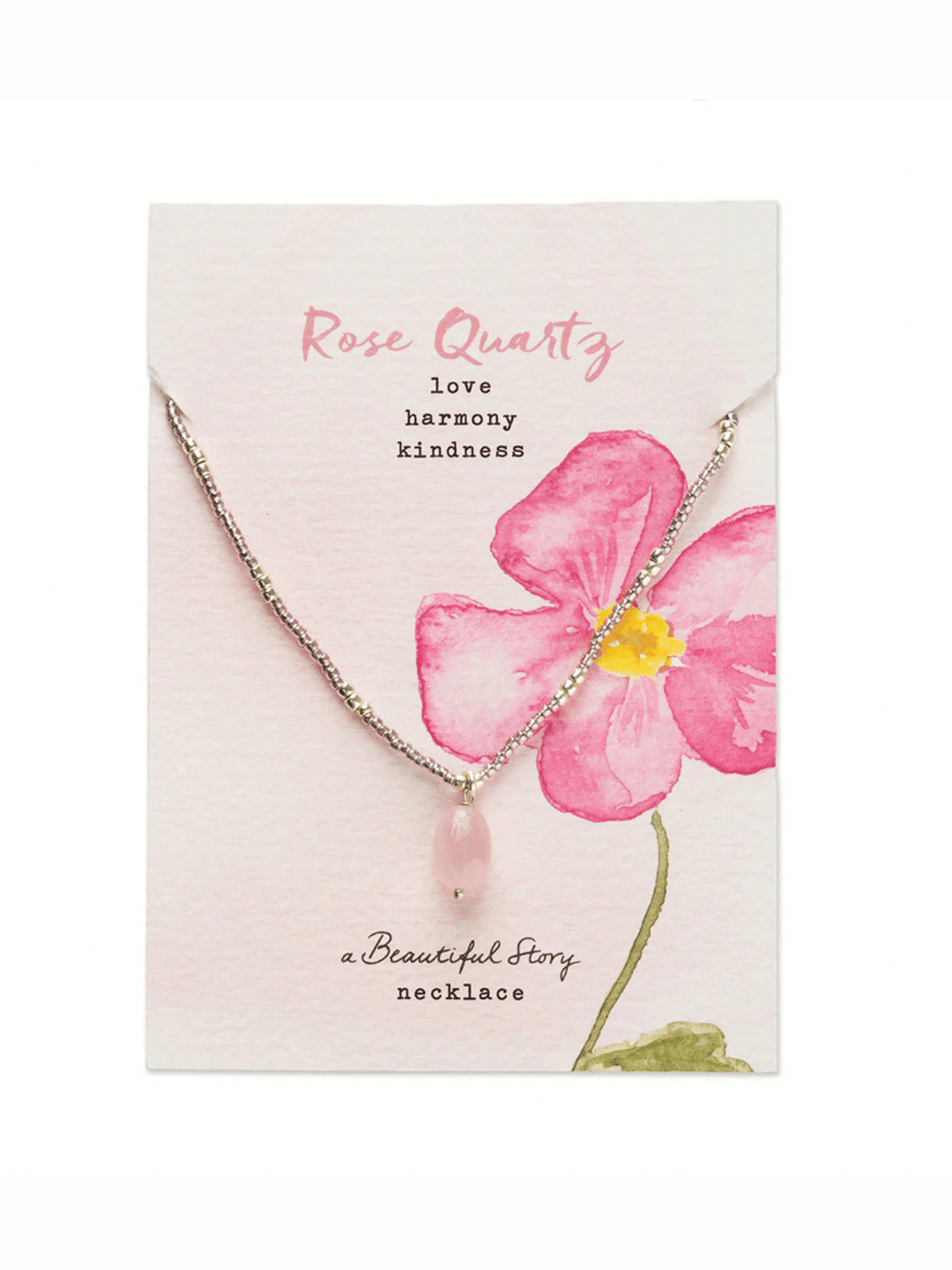 Wishing Rosenquarz Halskette Silberfarben