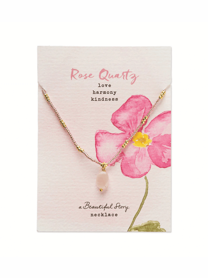 Wishing Rosenquarz Halskette Goldfarbend