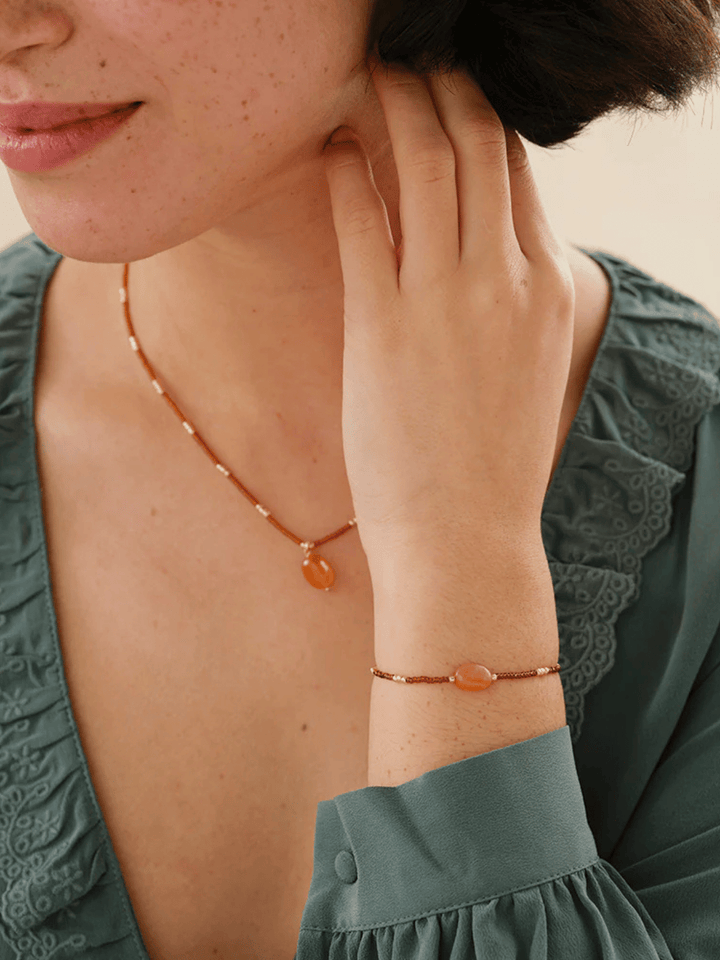 Wanting Karneol Armband Goldfarben