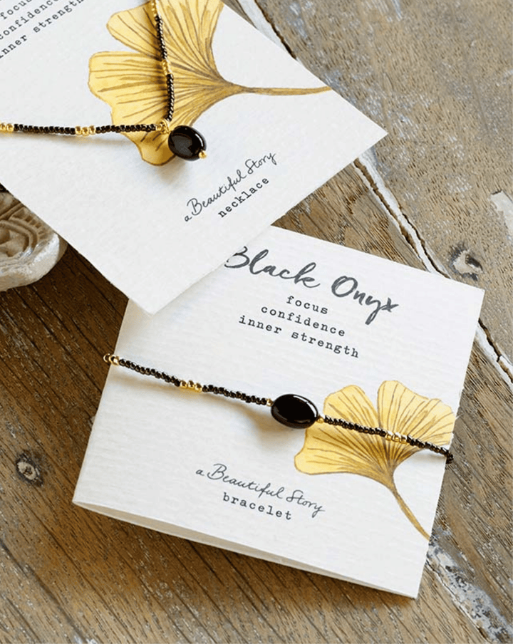 Wanting Schwarzer Onyx Armband Goldfarben