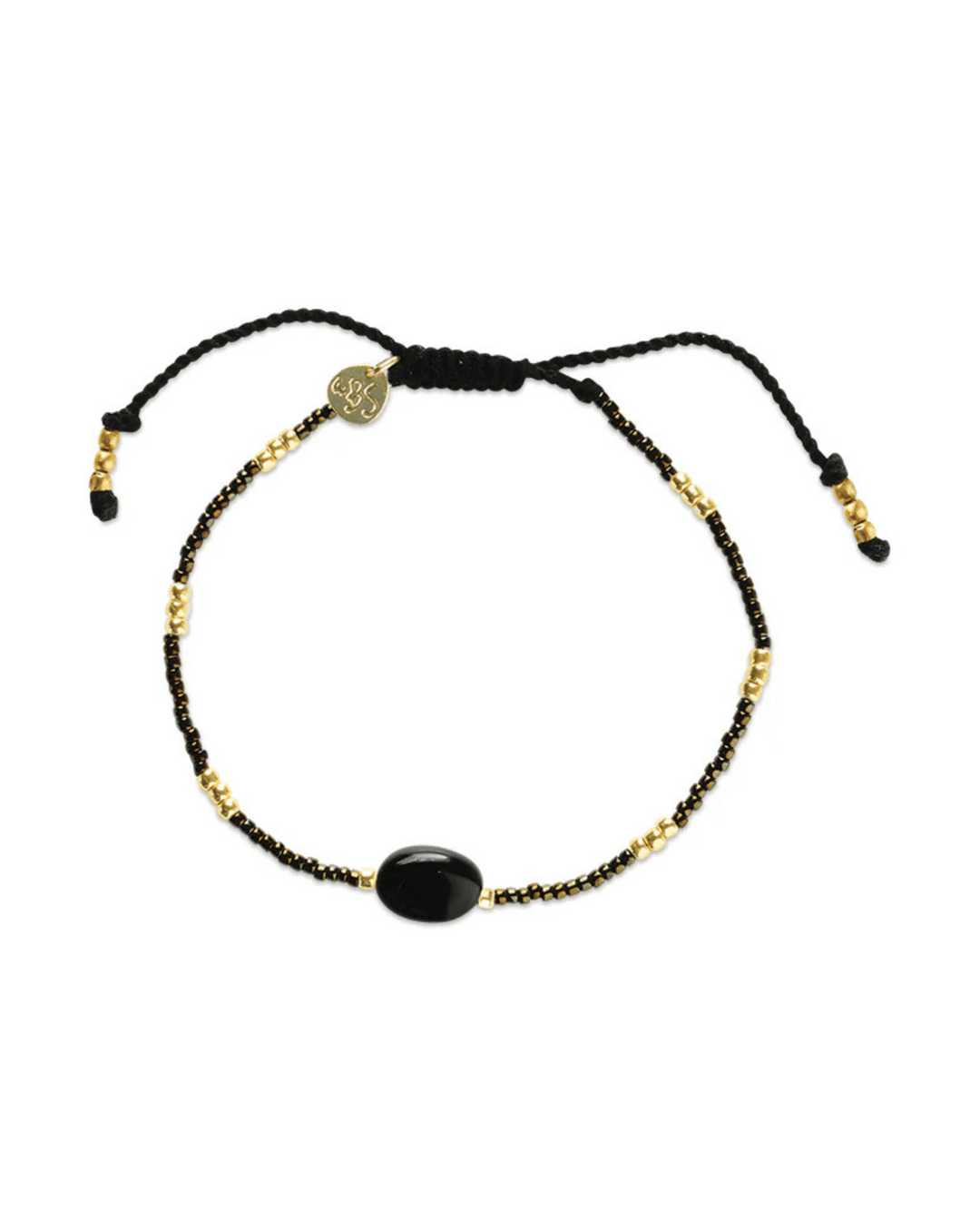 Wanting Schwarzer Onyx Armband Goldfarben