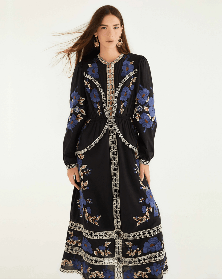 Midikleid mit Stickerei