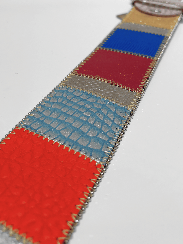Ledergürtel mit Aufnäher Bunt