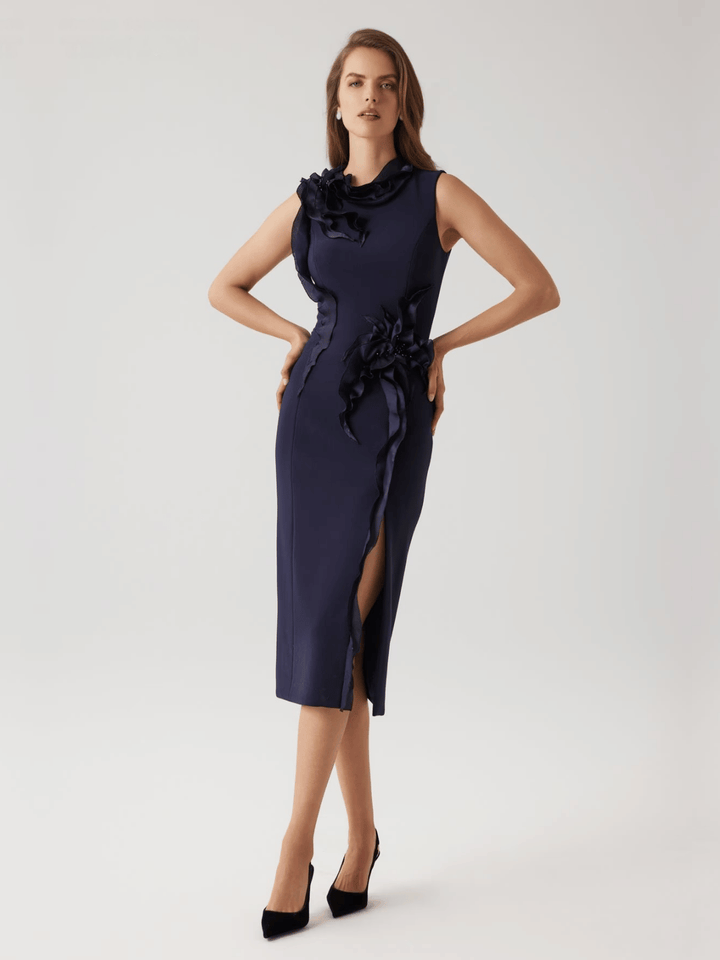 Organza Ruffle Midikleid