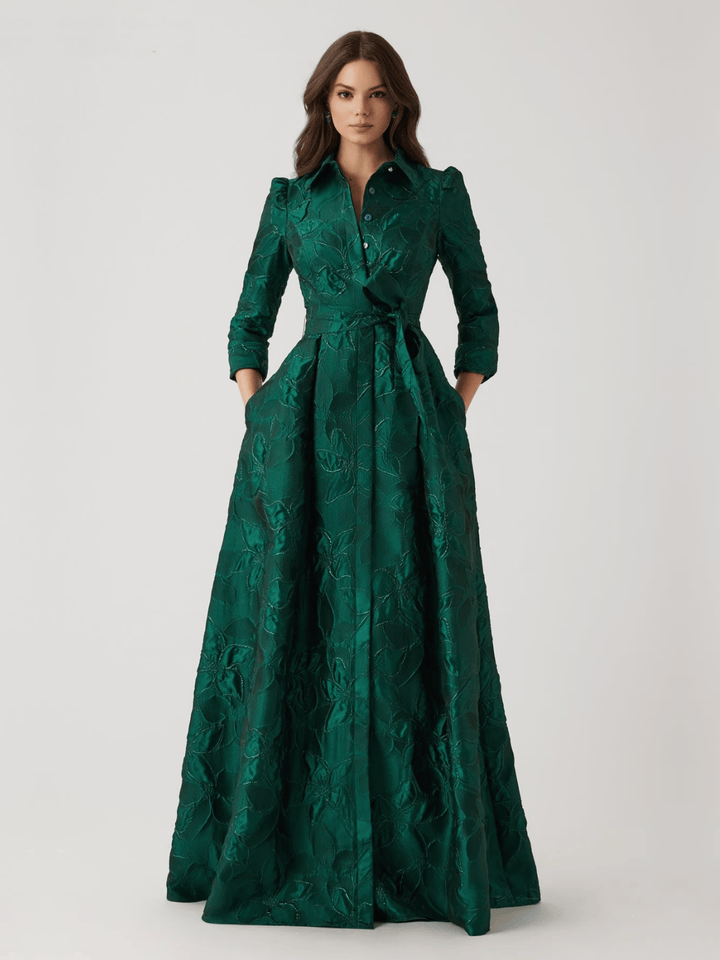 Metallic Jacquard Abendkleid