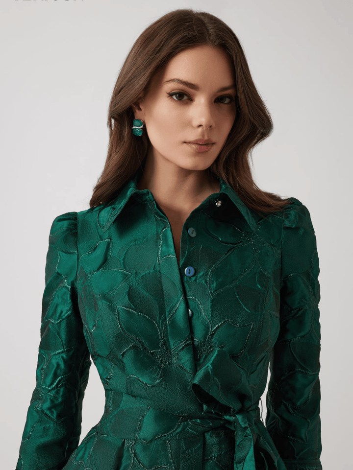 Metallic Jacquard Abendkleid
