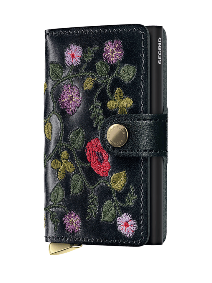 Premium Miniwallet Stitch Black Floral