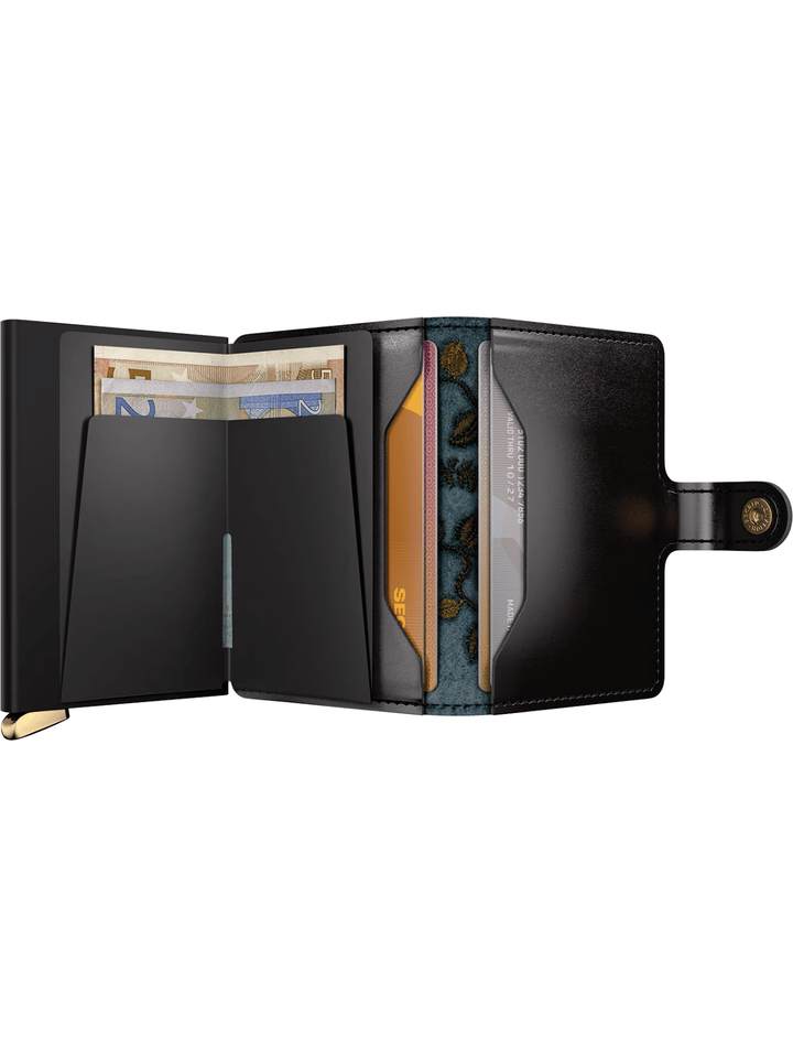 Premium Miniwallet Stitch Black Floral