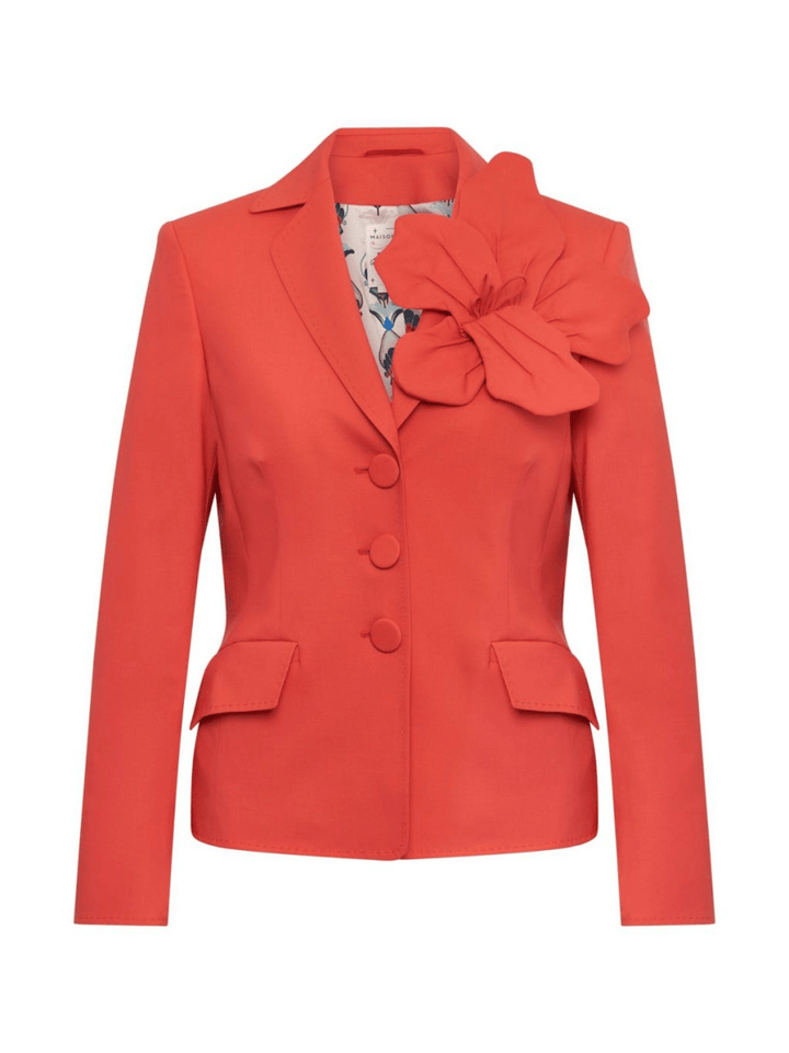 Wollblazer mit Blumenapplikation