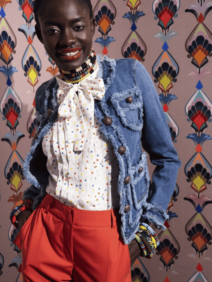 Jeansjacke mit Fransen