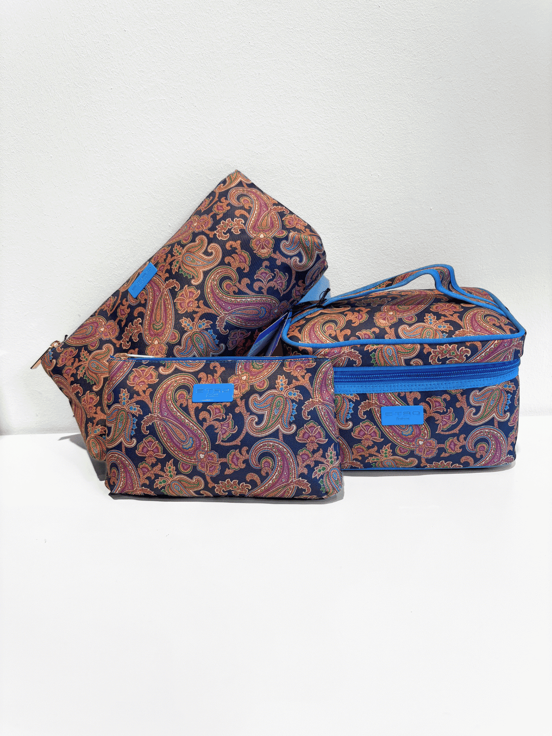 Kosmetiktasche lang Paisley Blue