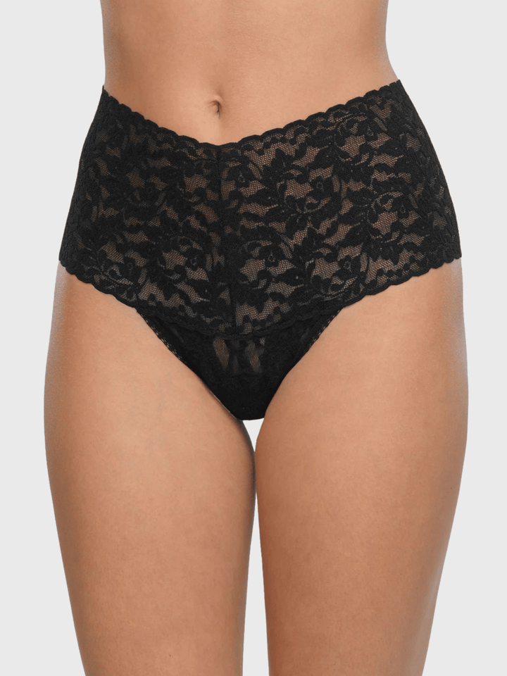 High Rise Lace Slip Schwarz