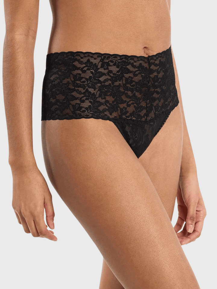 High Rise Lace Slip Schwarz