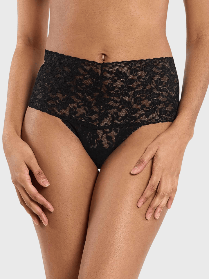 High Rise Lace Slip Schwarz