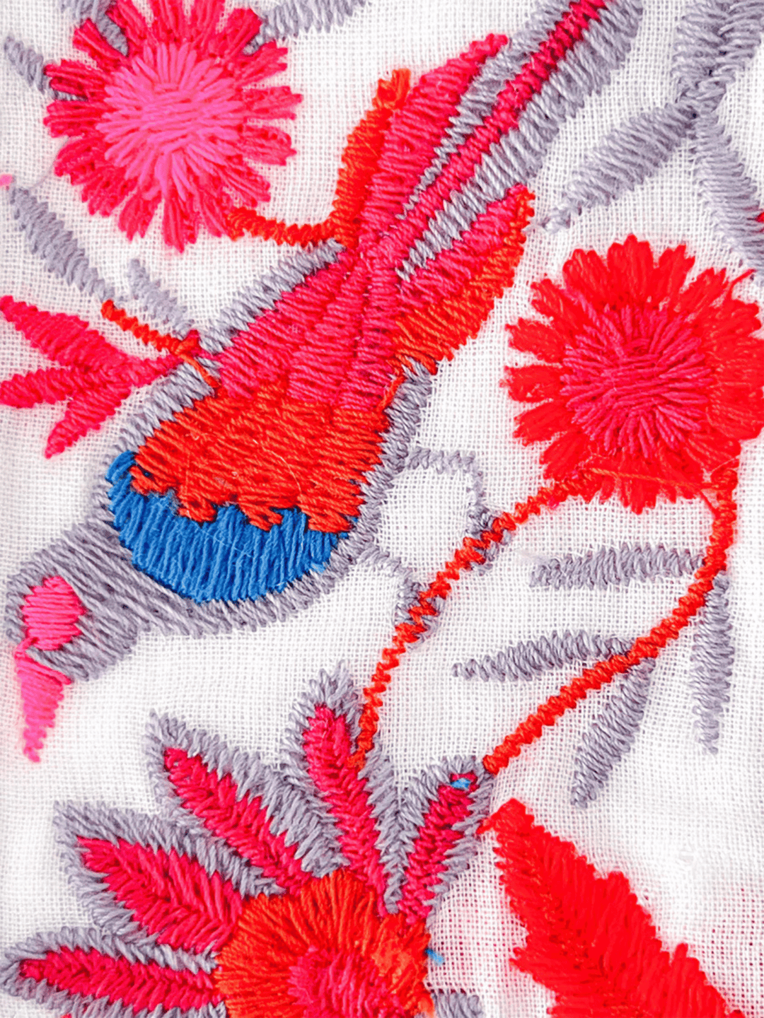 Gürtel mit rosa Vogelstickerei