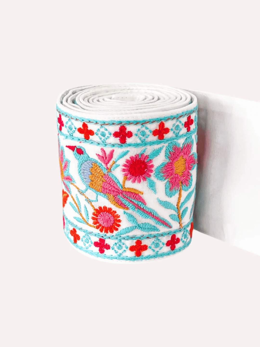 Belt with turquoise bird embroidery