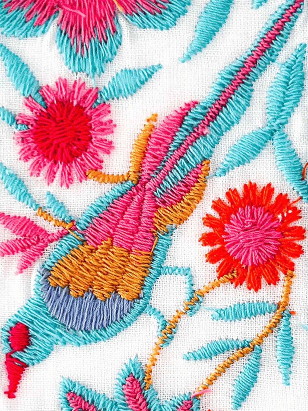 Belt with turquoise bird embroidery