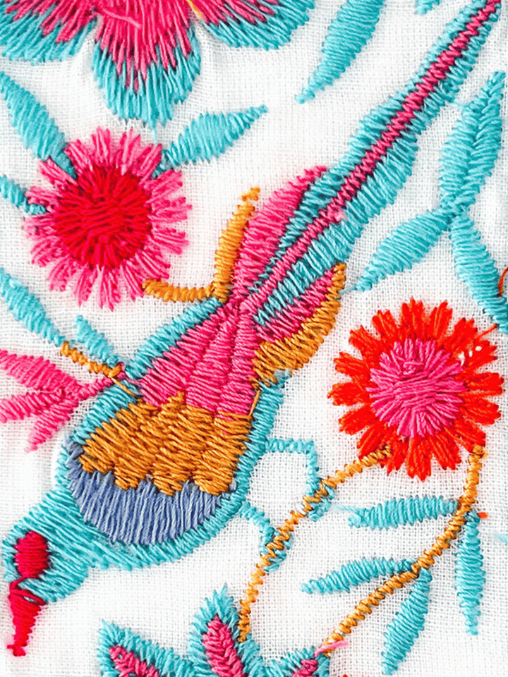 Belt with turquoise bird embroidery