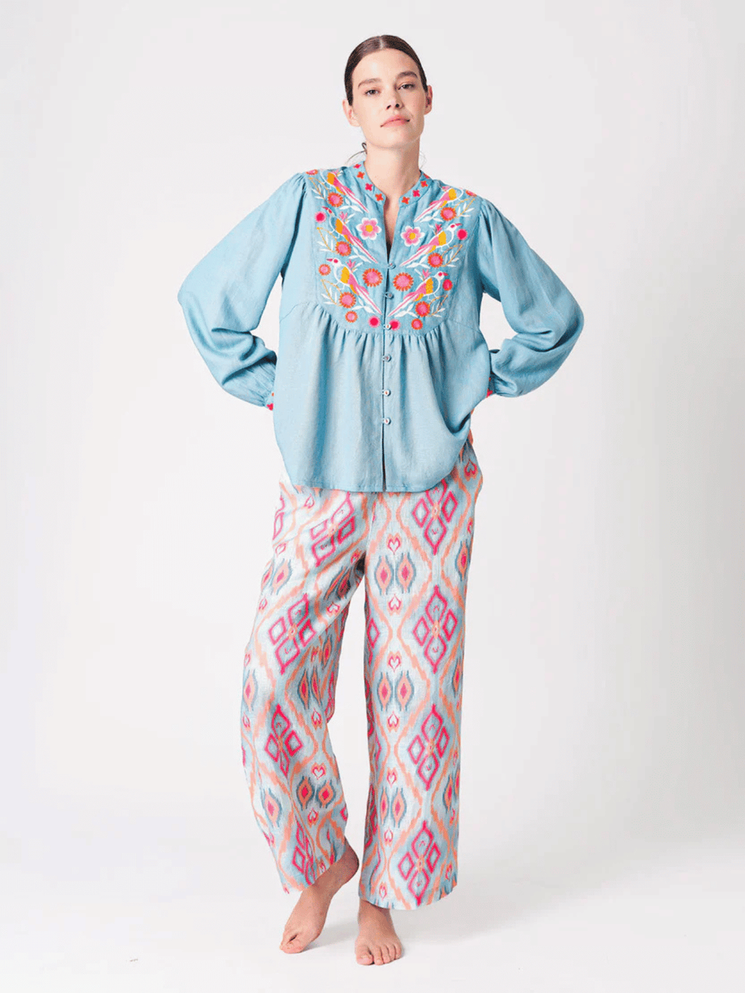 Fennel Hose Ikat Sorbet