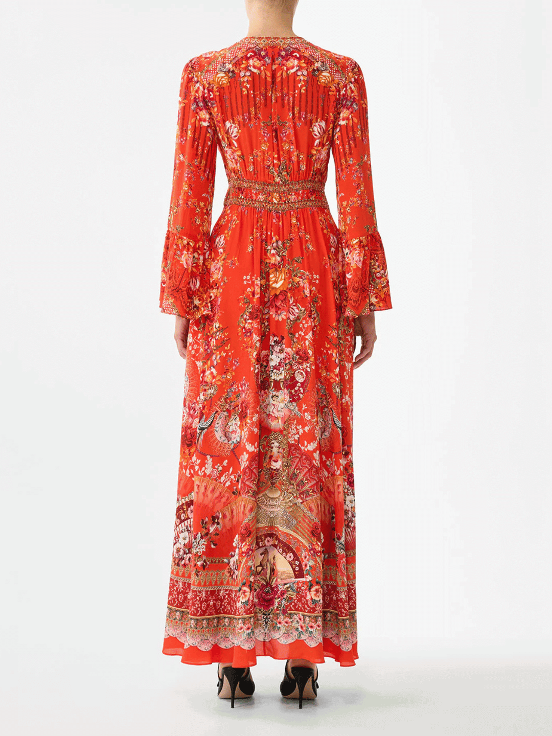 Shaped waistband dress with ruffle sleeves Olé Olé